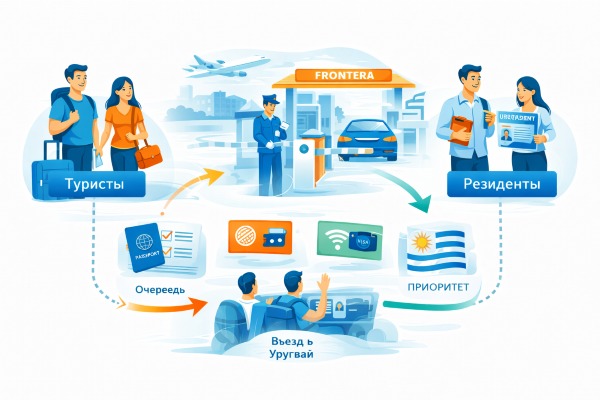 Схема пересечения границы Уругвая для туристов и резидентов в процессе